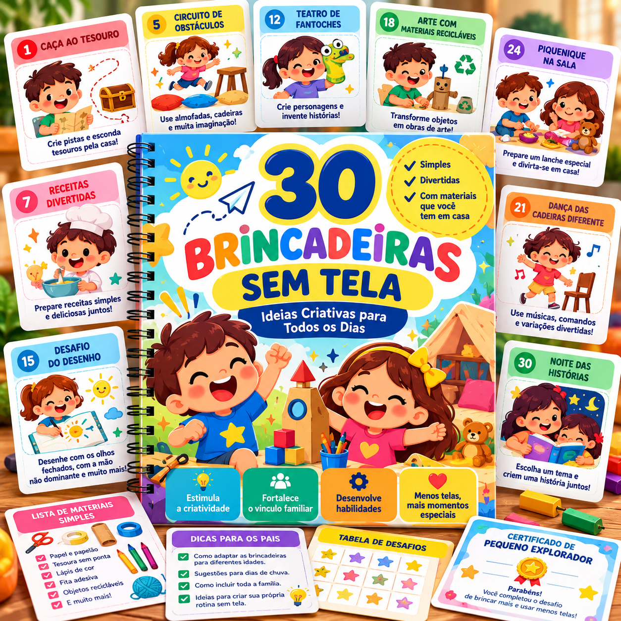 Imagem ilustrativa: Desafio 30 Brincadeiras Sem Tela