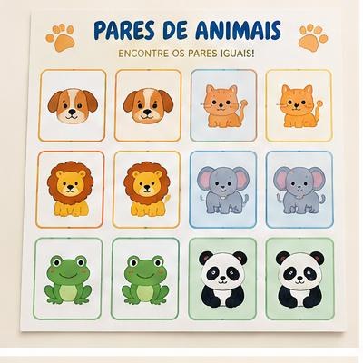 Prévia ilustrativa: Jogo de Associação de Animais