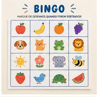 Prévia ilustrativa: Bingo Infantil Divertido