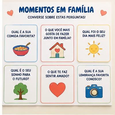 Prévia ilustrativa: Cartões de Momentos em Família